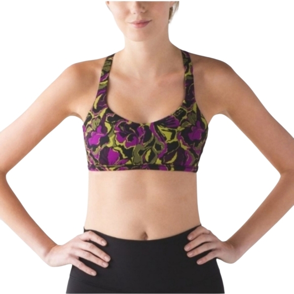 lululemon athletica Other - Lululemon Athletica Free To Be Zen 8 Purple and Green Sports Bra Medium Support